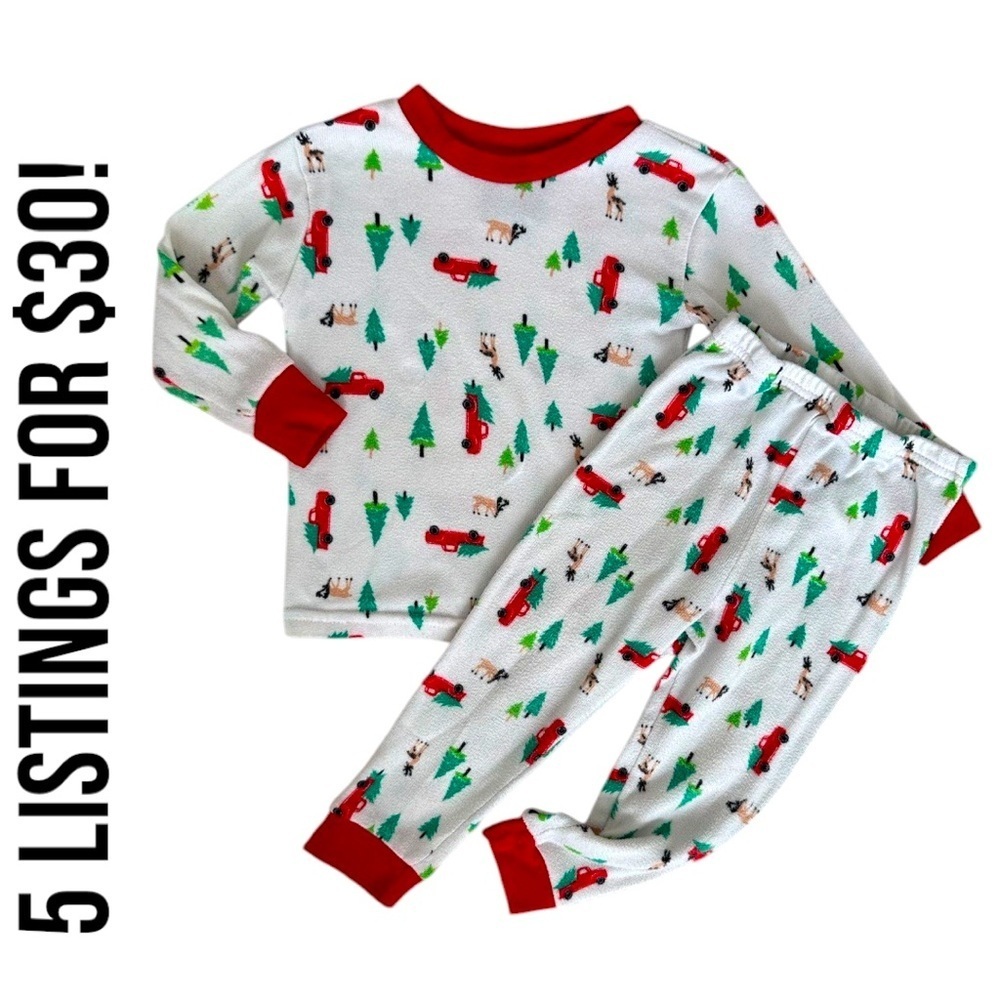 Macy’s 24 Month Christmas Trees Trucks Print Pajamas Set Boy Girl Festive